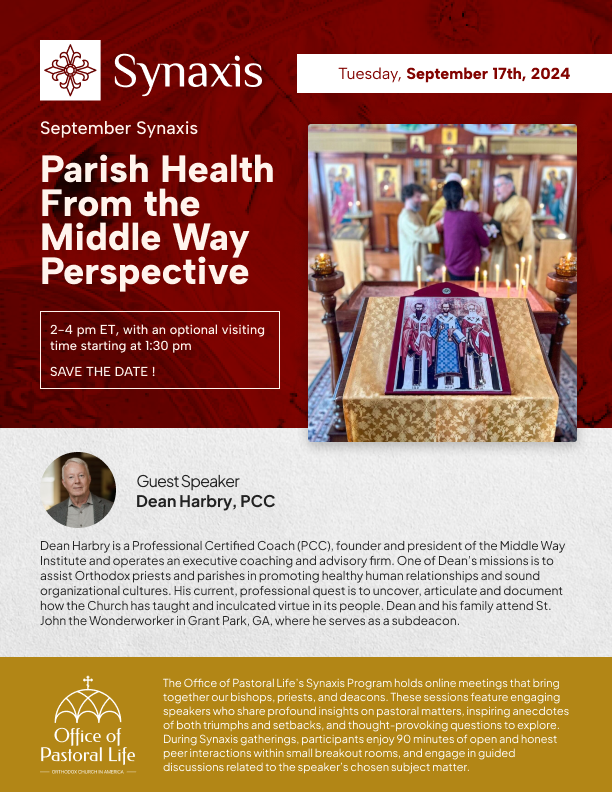 September Synaxis Event - Parish Health from the Middle Way Perspective